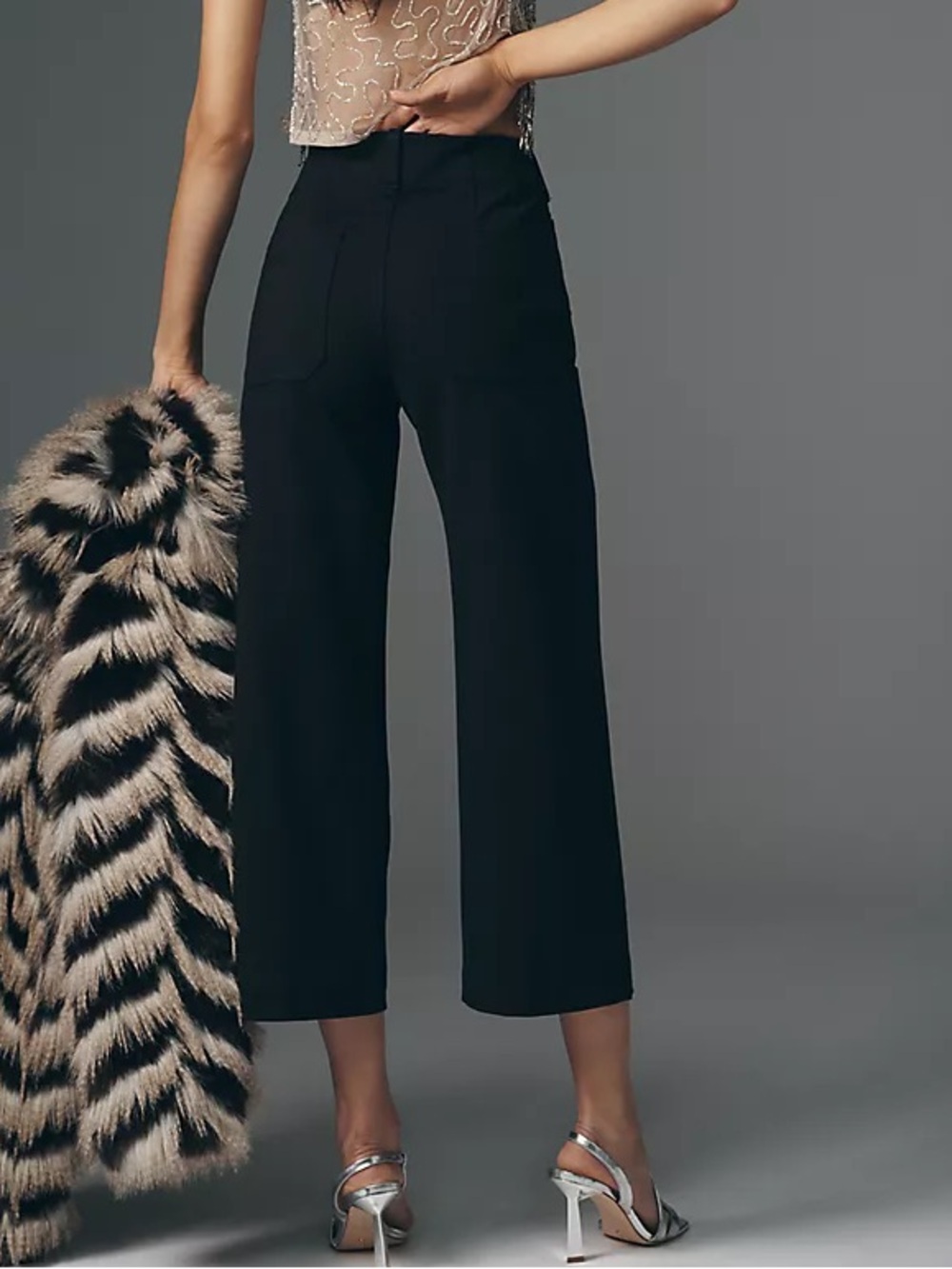Anthropologie Maeve The Colette Ponte Crop Wide Leg Pants Black size 27 - Picture 2 of 13